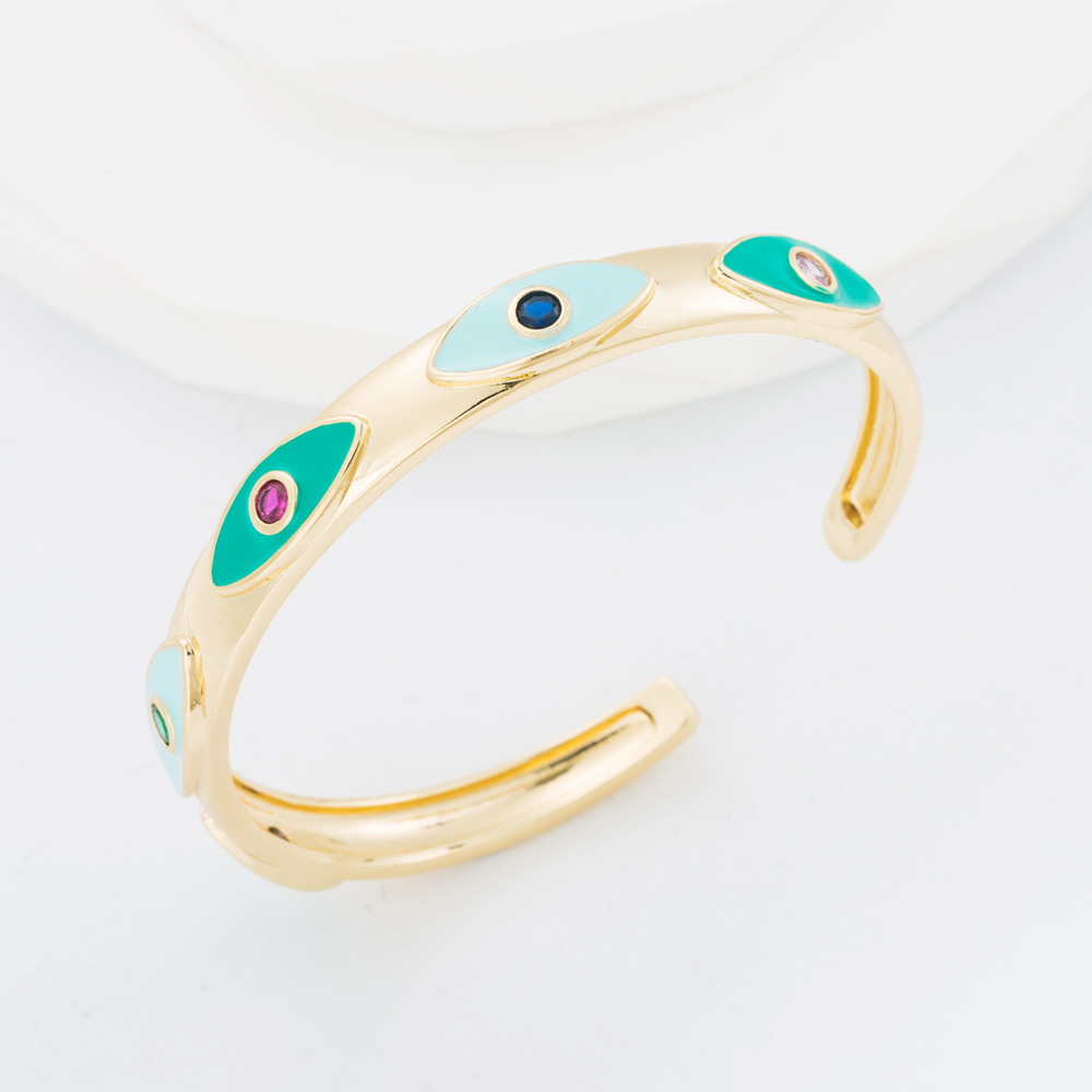 Hip-Hop Devilu0027S Eye Copper Enamel Zircon Bangle 1 Piece