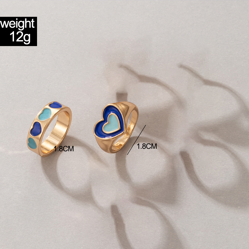 Simple Style Color Block Heart Shape Alloy Enamel Unisex Rings 1 Set