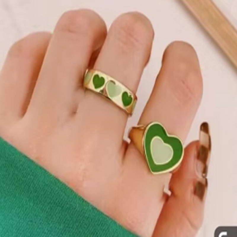 Simple Style Color Block Heart Shape Alloy Enamel Unisex Rings 1 Set