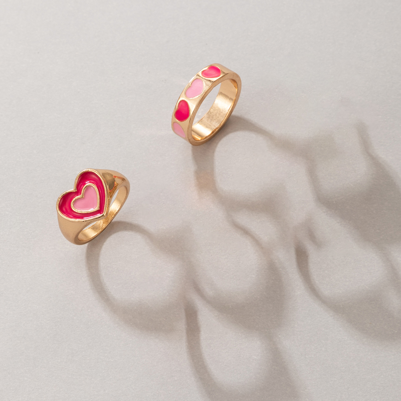 Simple Style Color Block Heart Shape Alloy Enamel Unisex Rings 1 Set