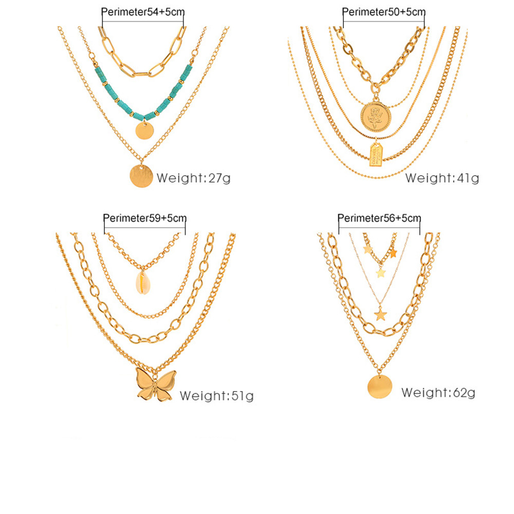 Fashion Star Butterfly Alloy Plating Artificial Pearls Womenu0027S Layered Necklaces 1 Set