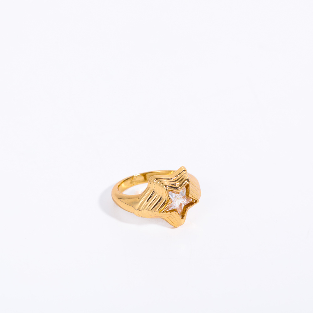 Fashion Star Copper Plating Inlay Zircon Rings 1 Piece