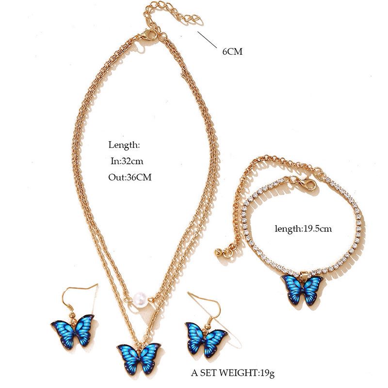 Fashion Butterfly Alloy Inlay Artificial Gemstones Womenu0027S Bracelets Earrings Necklace 3 Piece S