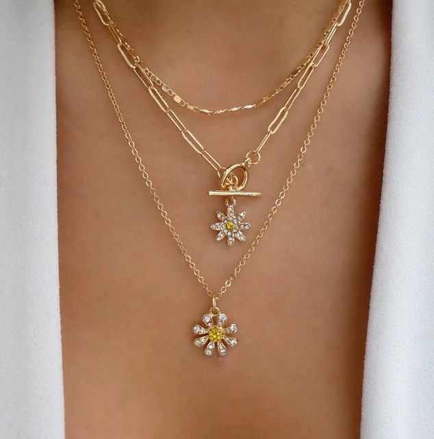 Fashion Star Flower Alloy Enamel Rhinestones Womenu0027S Necklace