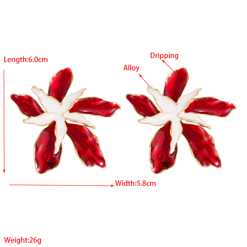 Romantic Petal Alloy Enamel Gold Plated Womenu0027S Earrings 1 Pair