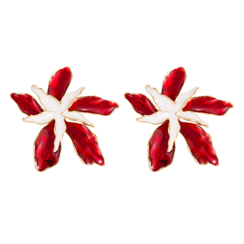 Romantic Petal Alloy Enamel Gold Plated Womenu0027S Earrings 1 Pair