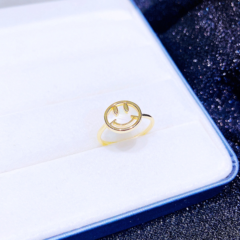 Sweet Smiley Face Brass Gold Plated Shell Open Ring 1 Piece