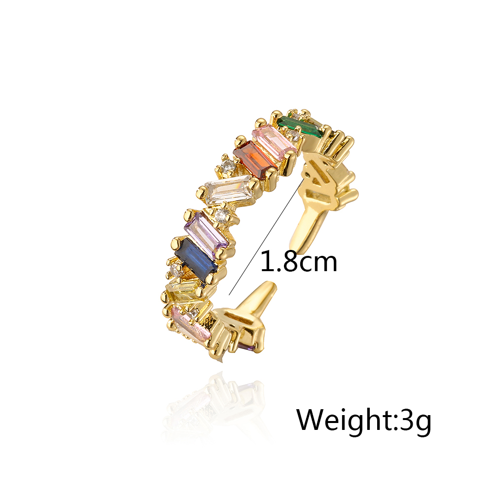 Fashion Geometric Copper Gold Plated Zircon Open Ring 1 Piece
