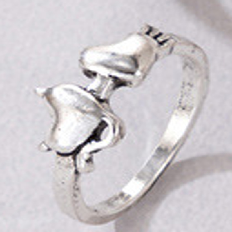 Hip-Hop Cross Heart Shape Butterfly Alloy Carving Unisex Rings 1 Piece