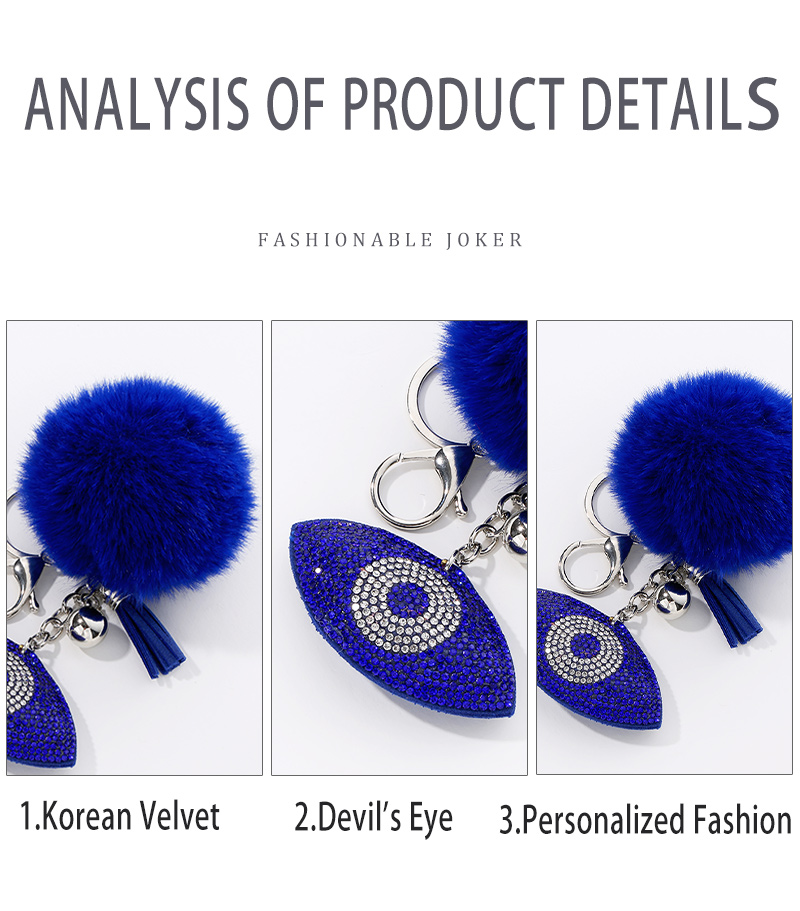 Simple Style Devilu0027S Eye Flannel Inlay Rhinestones Unisex Bag Pendant Keychain 1 Piece