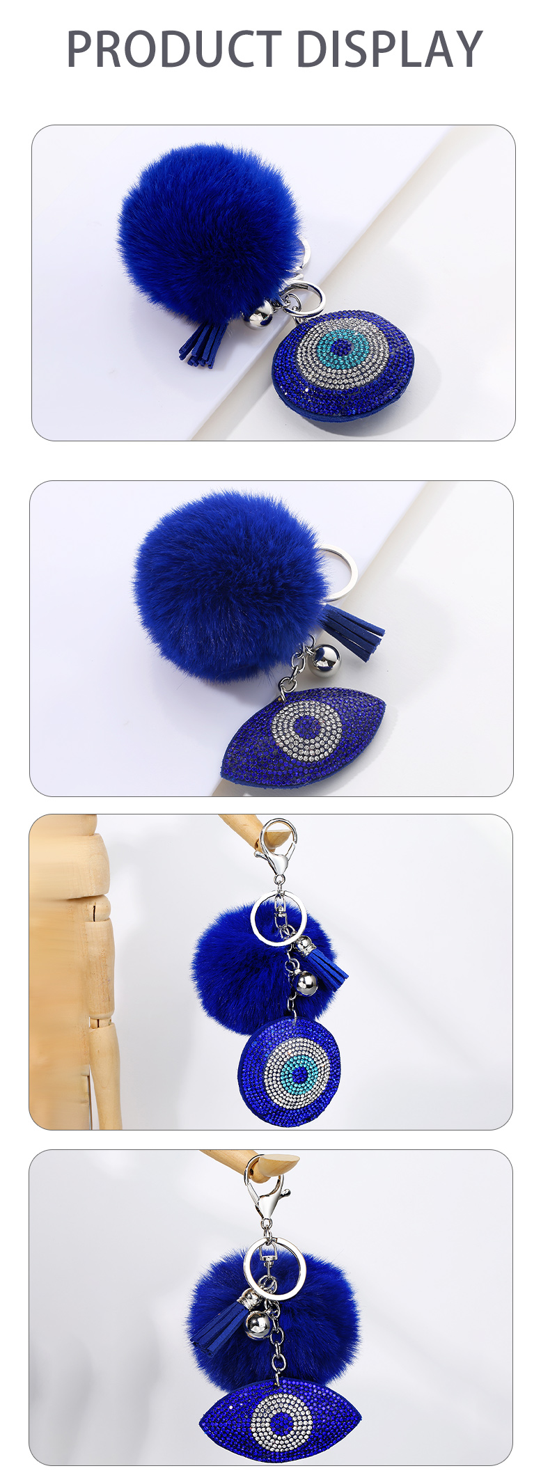 Simple Style Devilu0027S Eye Flannel Inlay Rhinestones Unisex Bag Pendant Keychain 1 Piece
