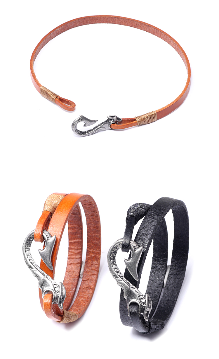 Simple Style Irregular Alloy Leather Menu0027S Bracelets 1 Piece