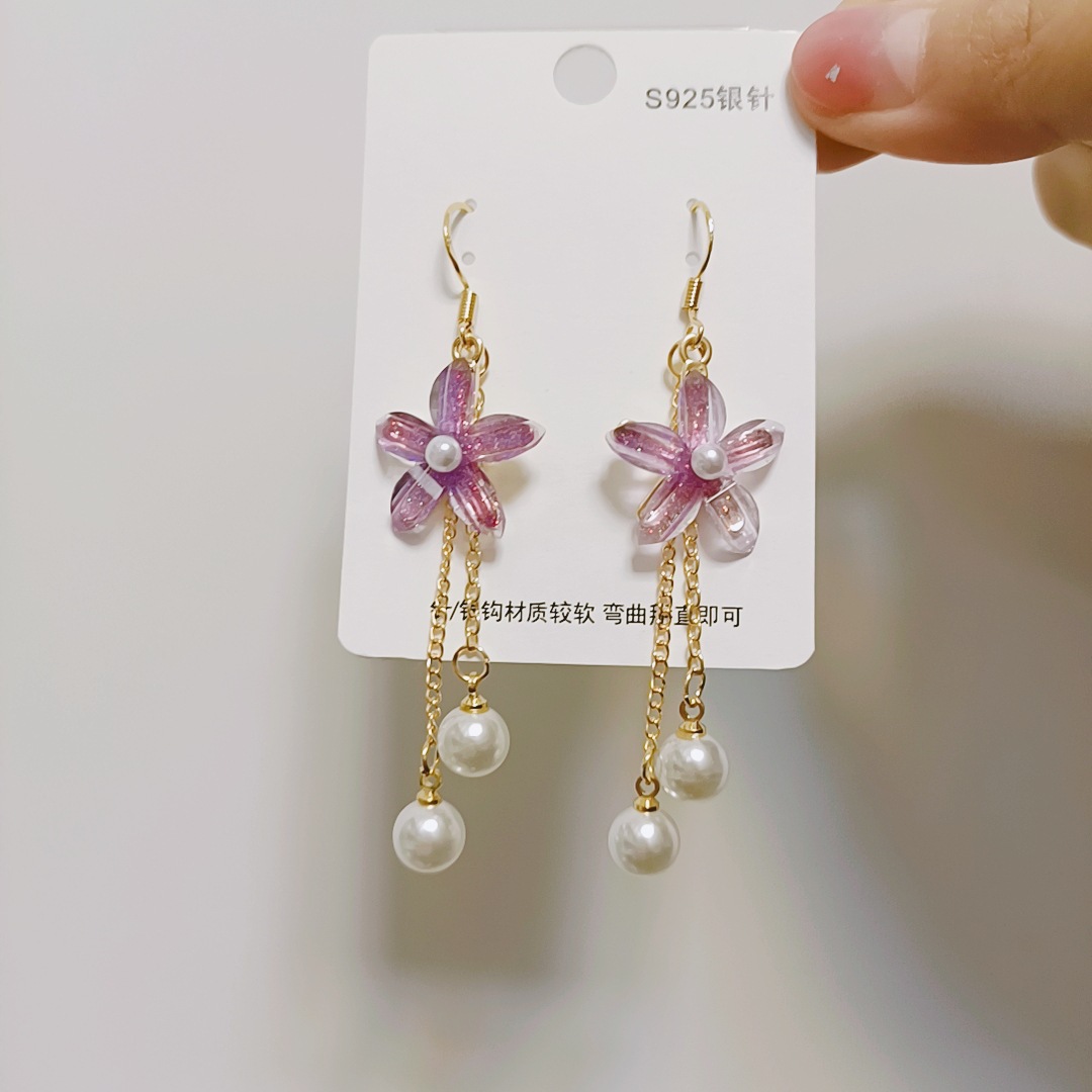 Simple Style Flower Arylic Copper Womenu0027S Drop Earrings 1 Pair