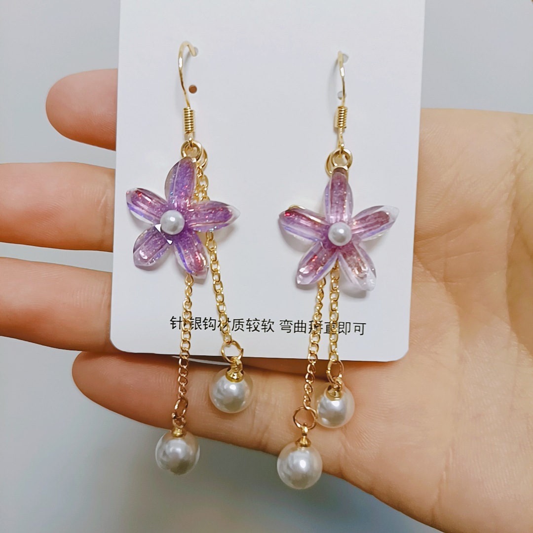 Simple Style Flower Arylic Copper Womenu0027S Drop Earrings 1 Pair