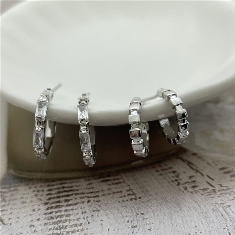 Fashion Geometric Alloy Plating Zircon Womenu0027S Hoop Earrings 2 Pairs