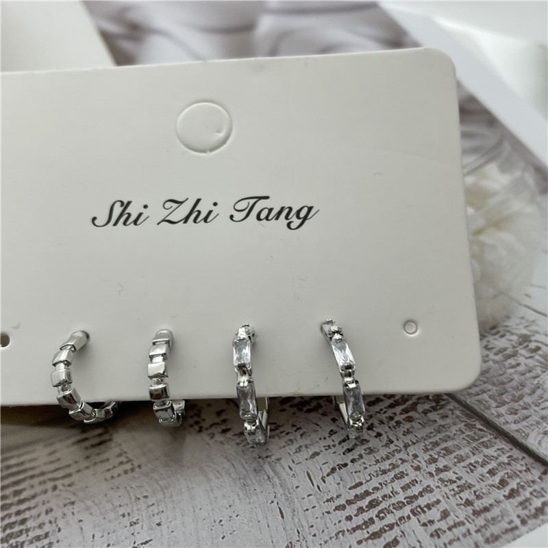 Fashion Geometric Alloy Plating Zircon Womenu0027S Hoop Earrings 2 Pairs