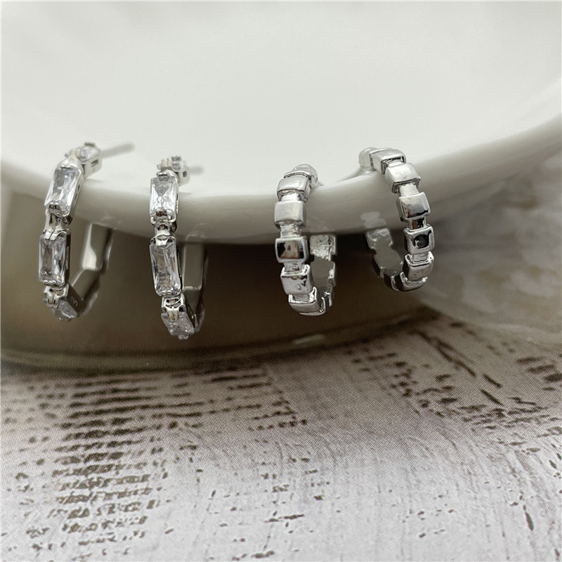 Fashion Geometric Alloy Plating Zircon Womenu0027S Hoop Earrings 2 Pairs