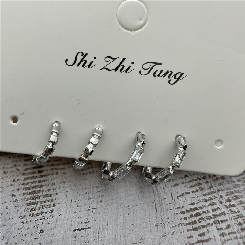 Fashion Geometric Alloy Plating Zircon Womenu0027S Hoop Earrings 2 Pairs