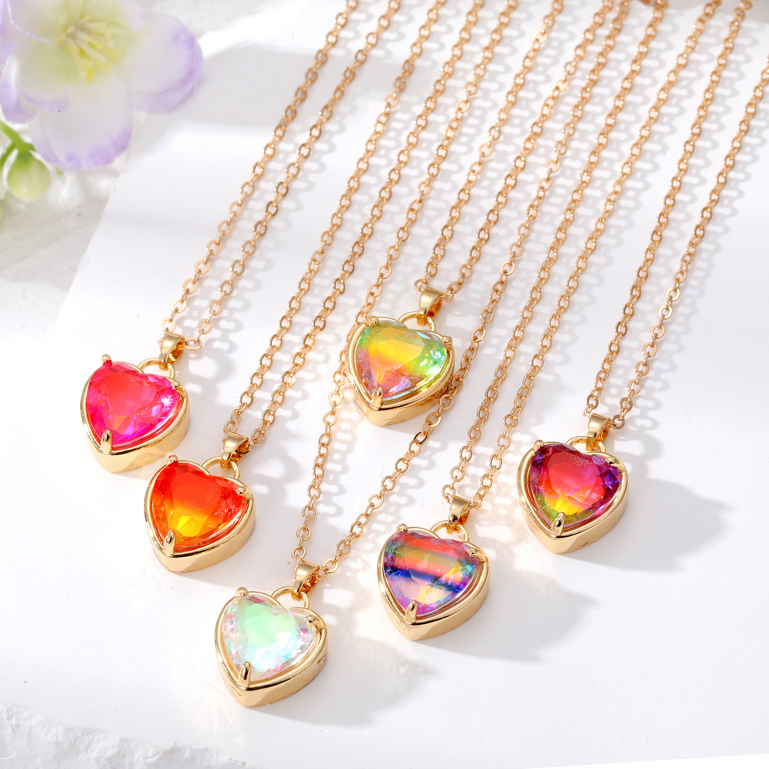 Fashion Heart Shape Alloy Resin Glass Womenu0027S Pendant Necklace 1 Piece