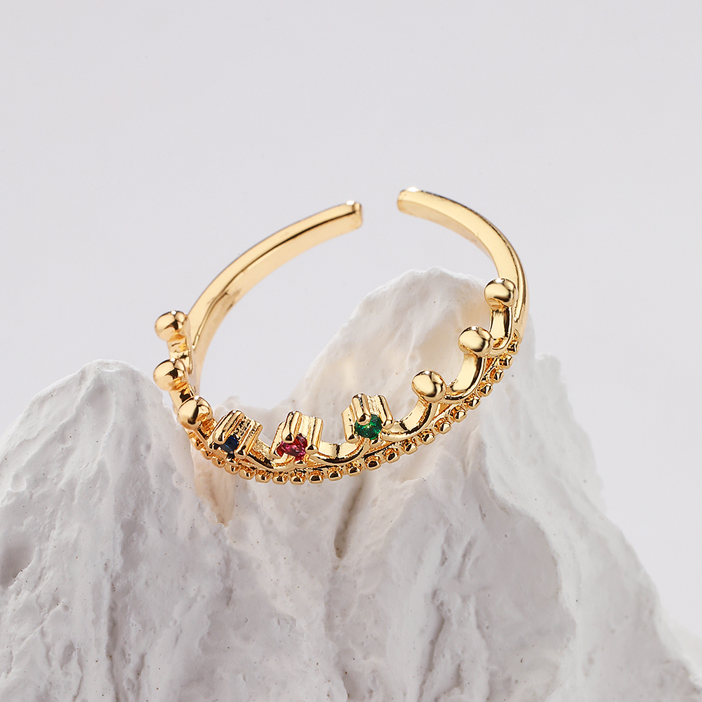 Fashion Flower Butterfly Copper Gold Plated Zircon Open Ring 1 Piece