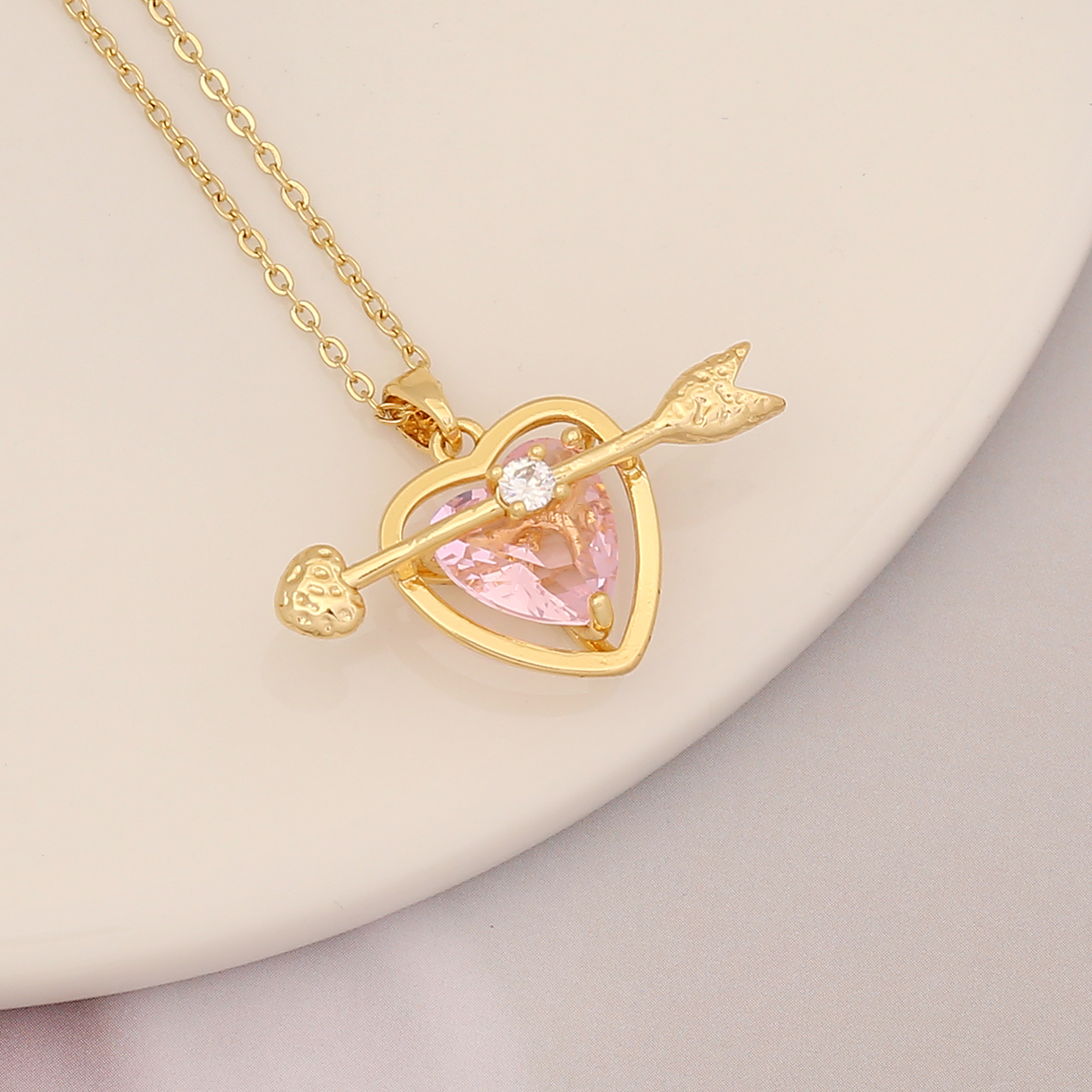 Fashion Rabbit Heart Shape Carrot Stainless Steel Copper Plating Zircon Pendant Necklace 1 Piece