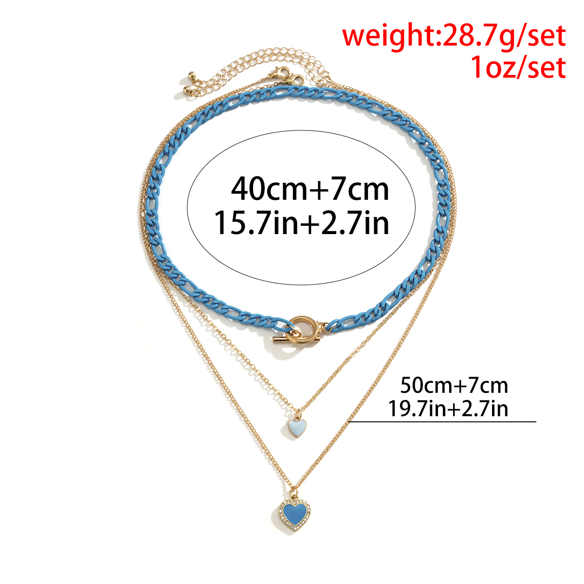 Fashion Heart Shape Alloy Spray Paint Enamel Rhinestones Womenu0027S Layered Necklaces 1 Piece