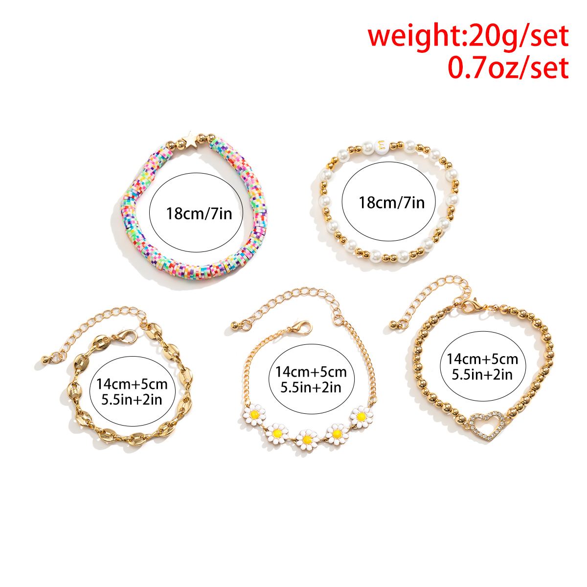 Vacation Heart Shape Daisy Alloy soft clay Beaded Artificial Pearls Rhinestones Womenu0027S Bracelet