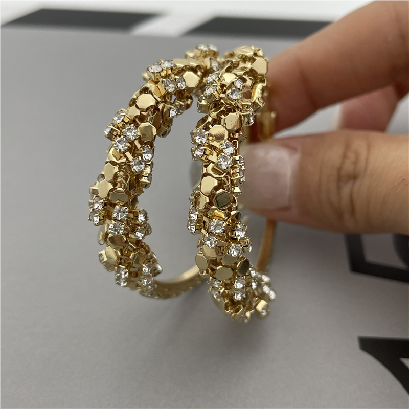 Luxurious Geometric Alloy Plating Rhinestones Womenu0027S Hoop Earrings 1 Pair