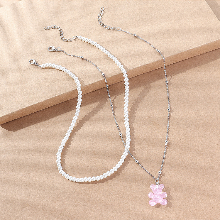 Sweet Bear Imitation Pearl Resin Womenu0027S Necklace 1 Set