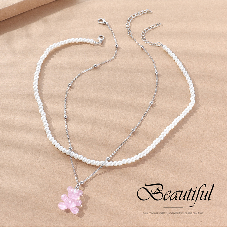 Sweet Bear Imitation Pearl Resin Womenu0027S Necklace 1 Set