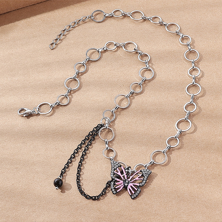 Fashion Butterfly Alloy Chain Inlay Rhinestones Womenu0027S Necklace 1 Piece