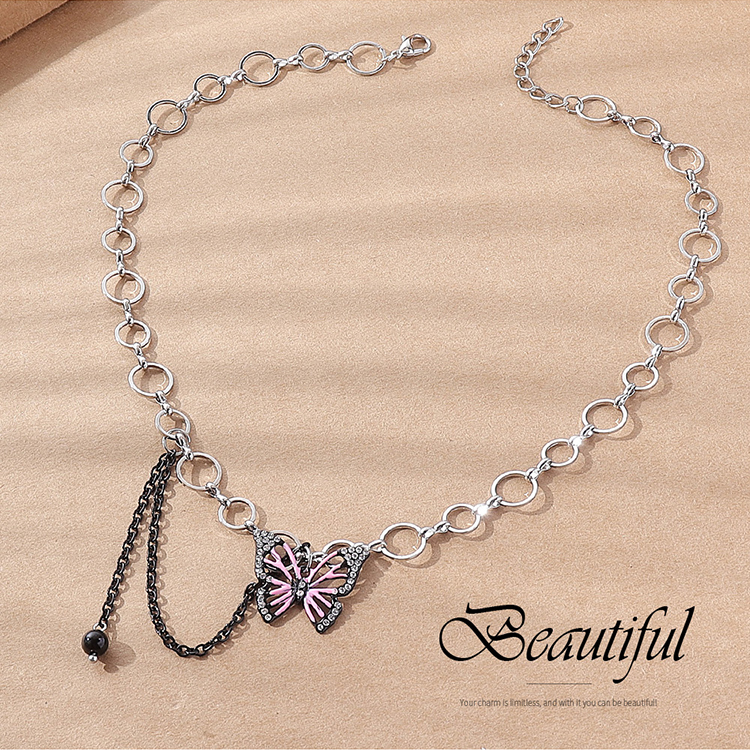 Fashion Butterfly Alloy Chain Inlay Rhinestones Womenu0027S Necklace 1 Piece