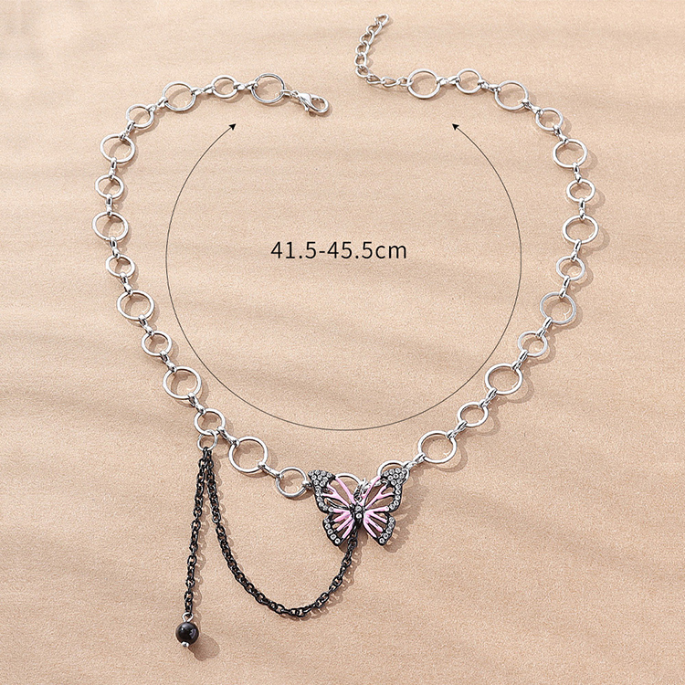 Fashion Butterfly Alloy Chain Inlay Rhinestones Womenu0027S Necklace 1 Piece