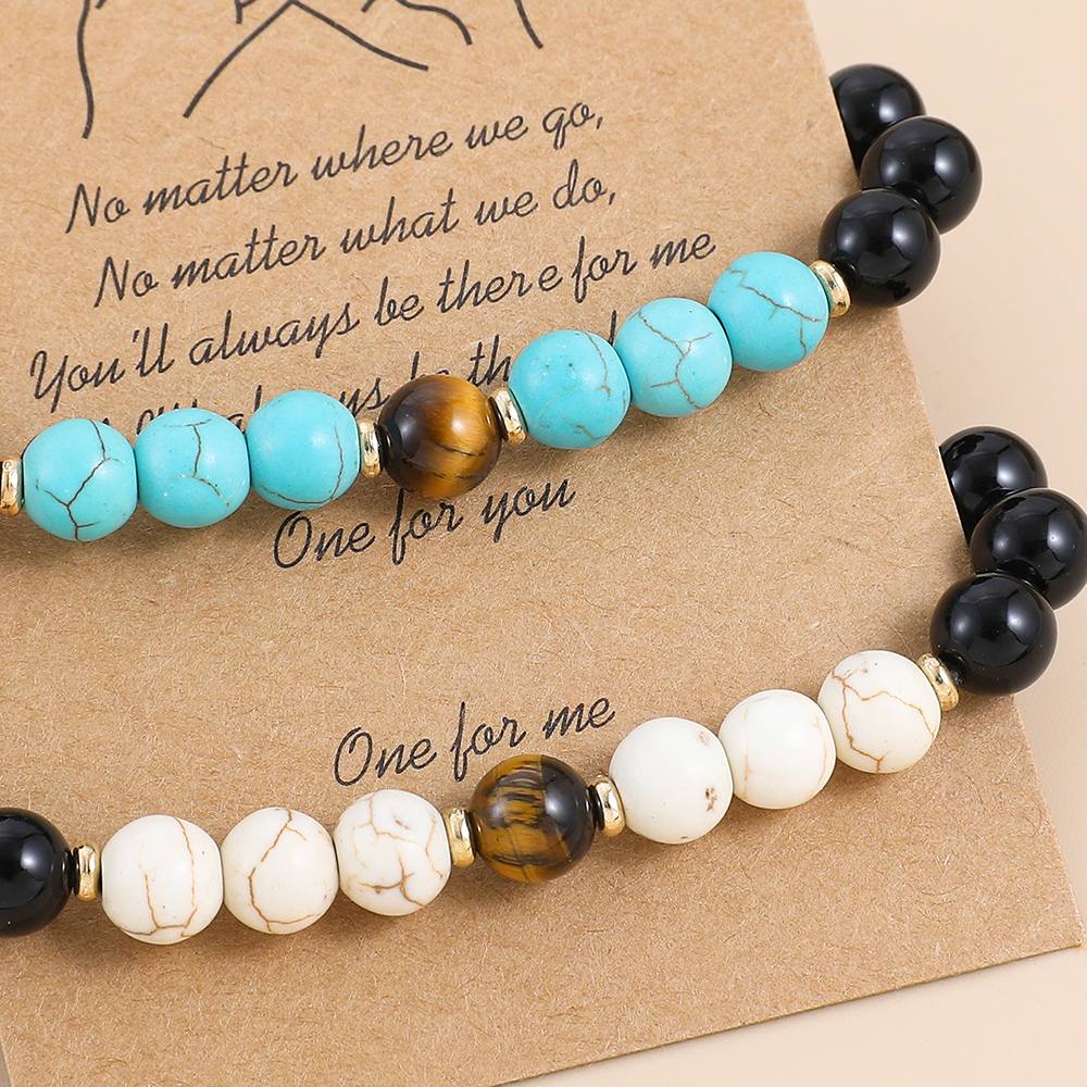 Fashion Round natural stone Beaded Bracelets 2 Pieces