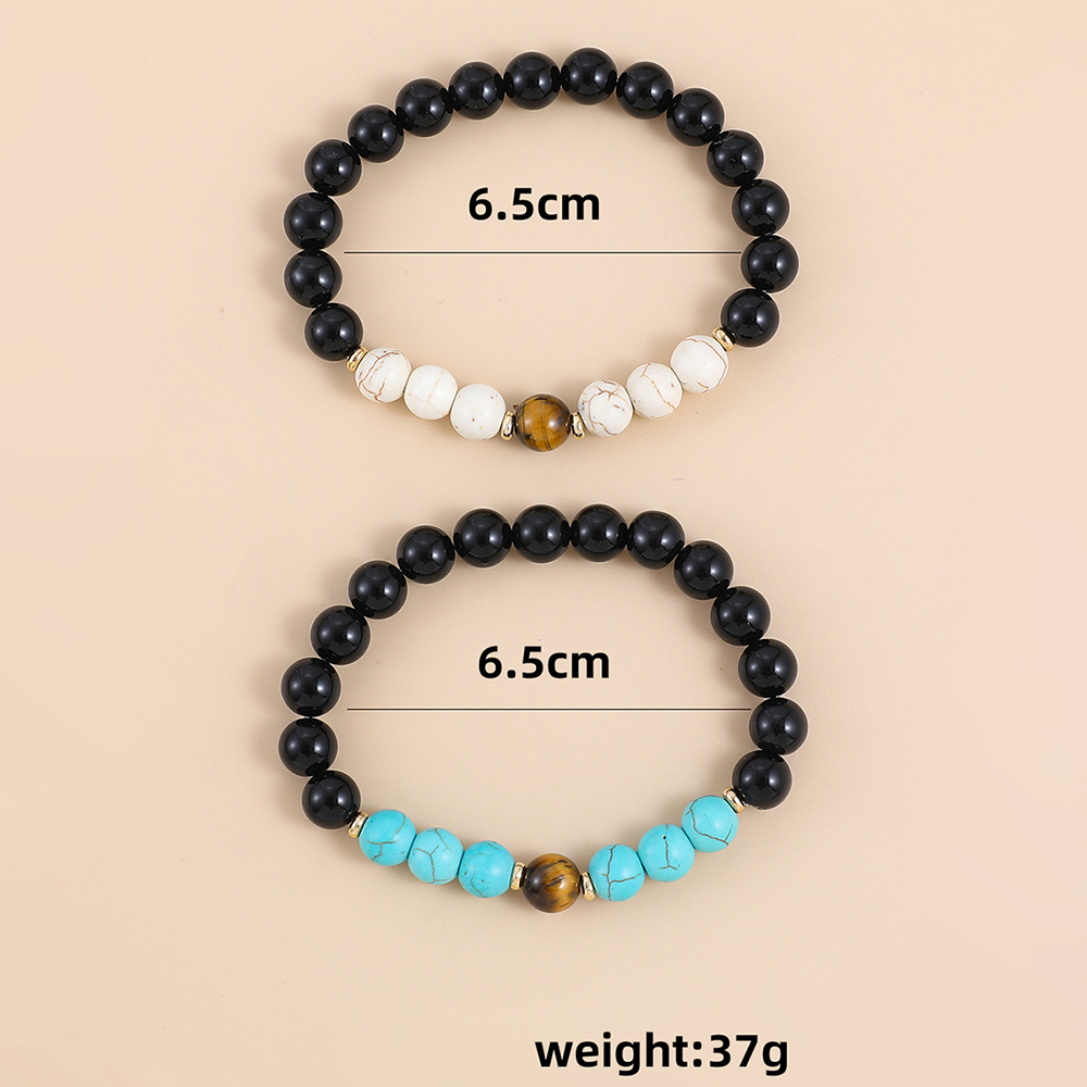 Fashion Round natural stone Beaded Bracelets 2 Pieces