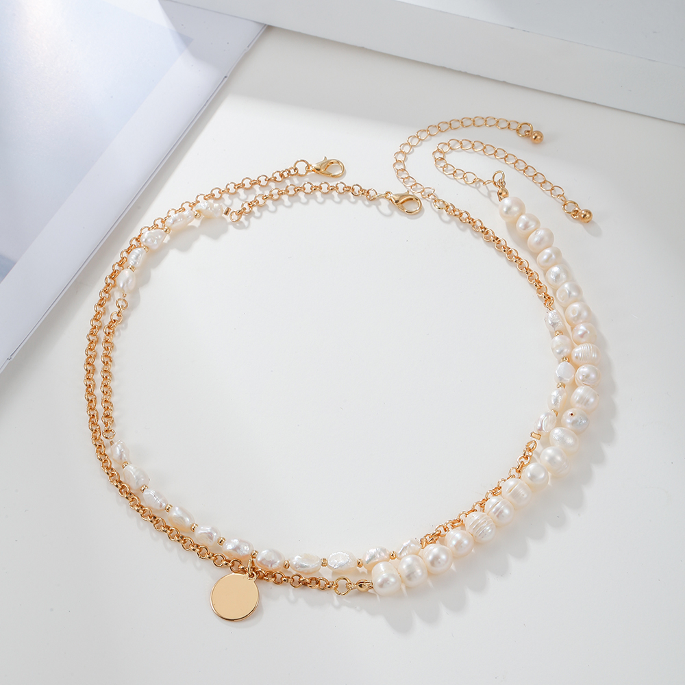 Elegant Round Imitation Pearl Alloy Layered Womenu0027S Necklace