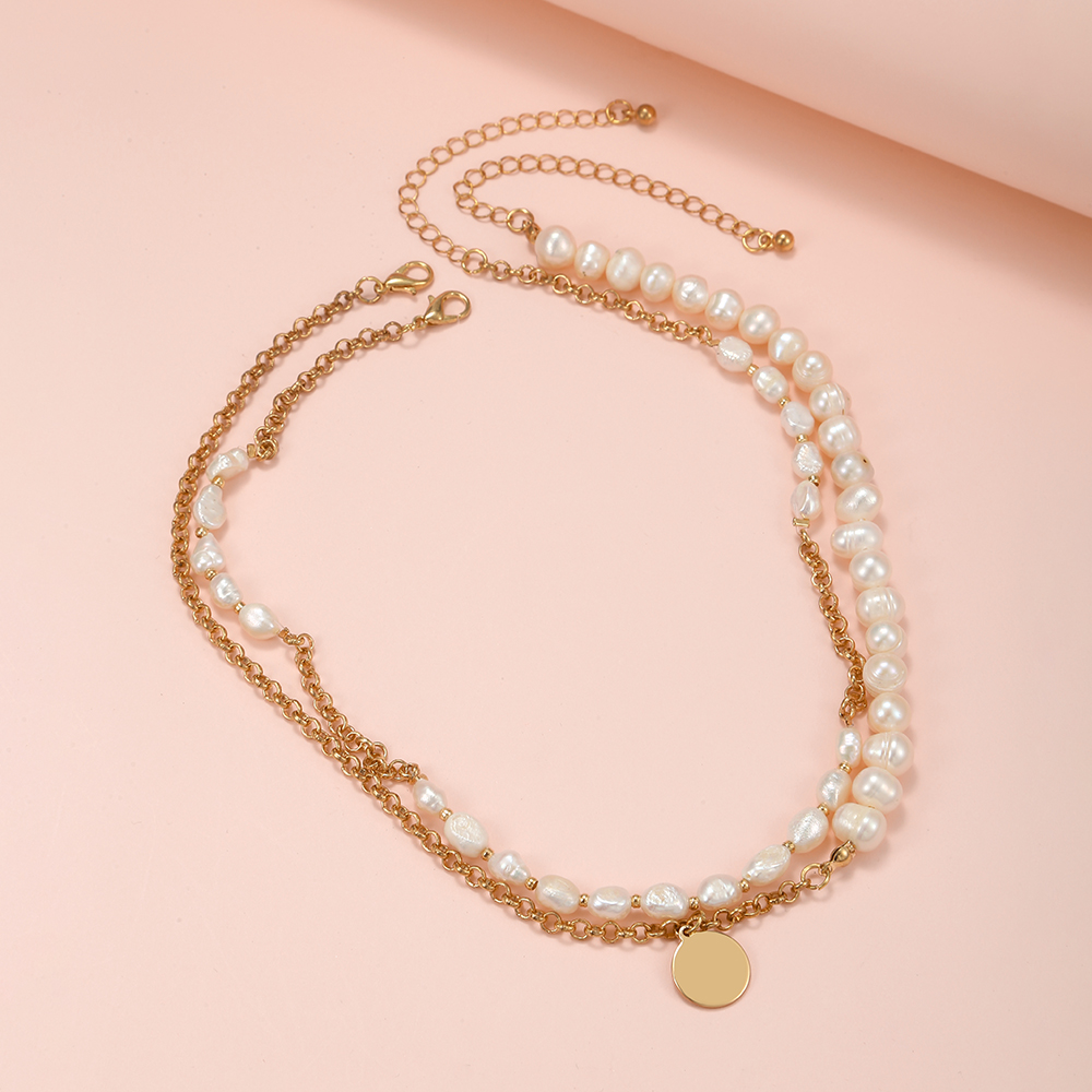 Elegant Round Imitation Pearl Alloy Layered Womenu0027S Necklace