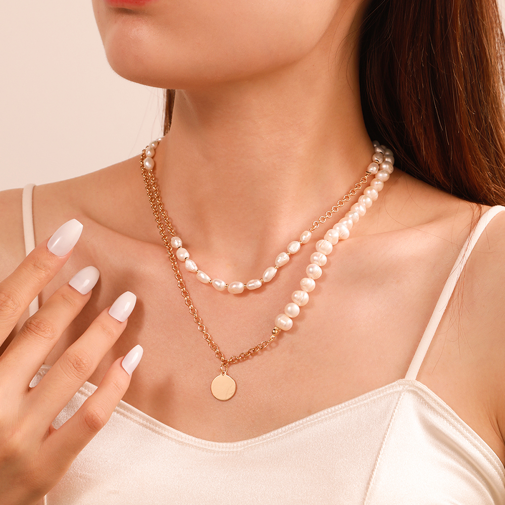 Elegant Round Imitation Pearl Alloy Layered Womenu0027S Necklace