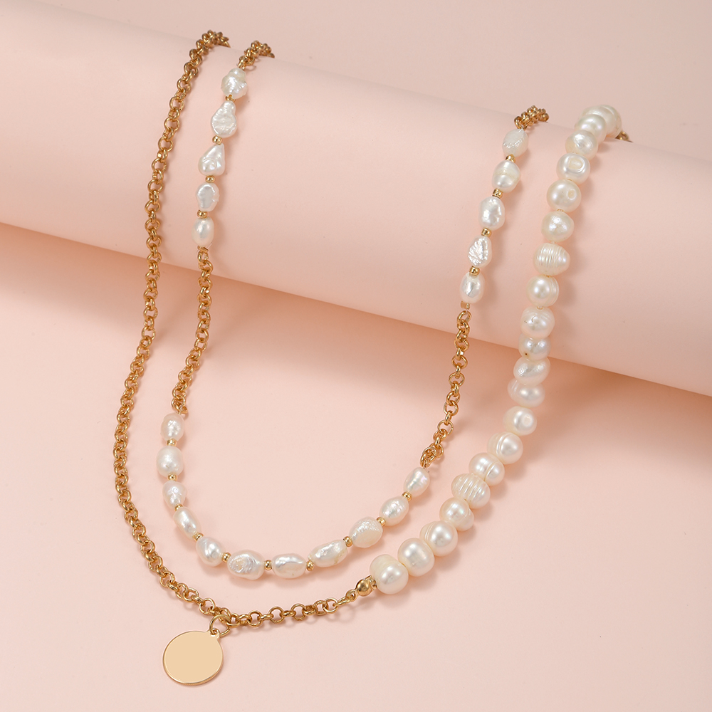 Elegant Round Imitation Pearl Alloy Layered Womenu0027S Necklace