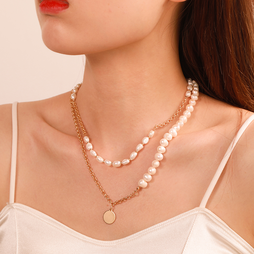 Elegant Round Imitation Pearl Alloy Layered Womenu0027S Necklace