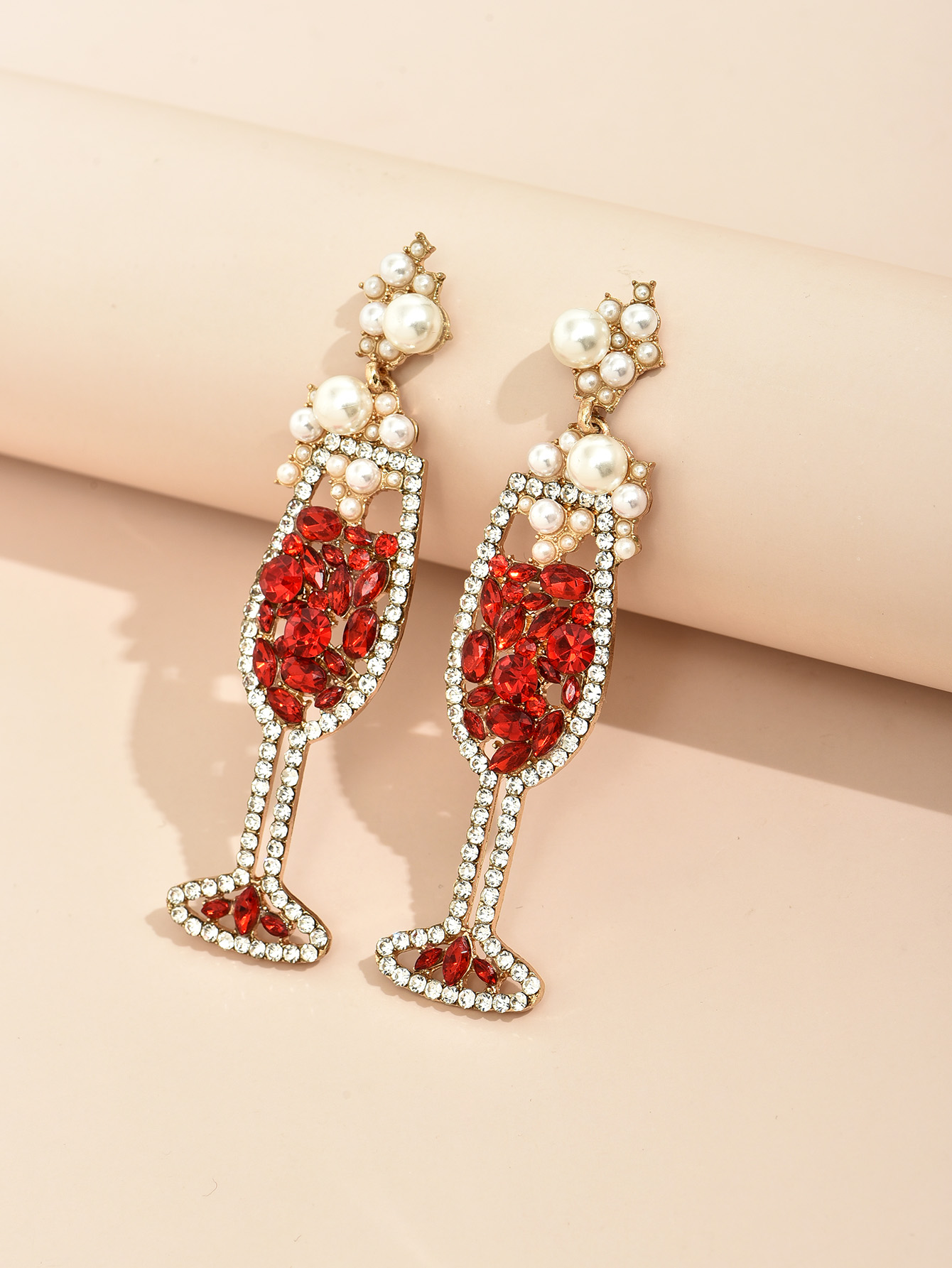 Retro Wine Glass Alloy Inlay Rhinestones Womenu0027S Drop Earrings 1 Pair