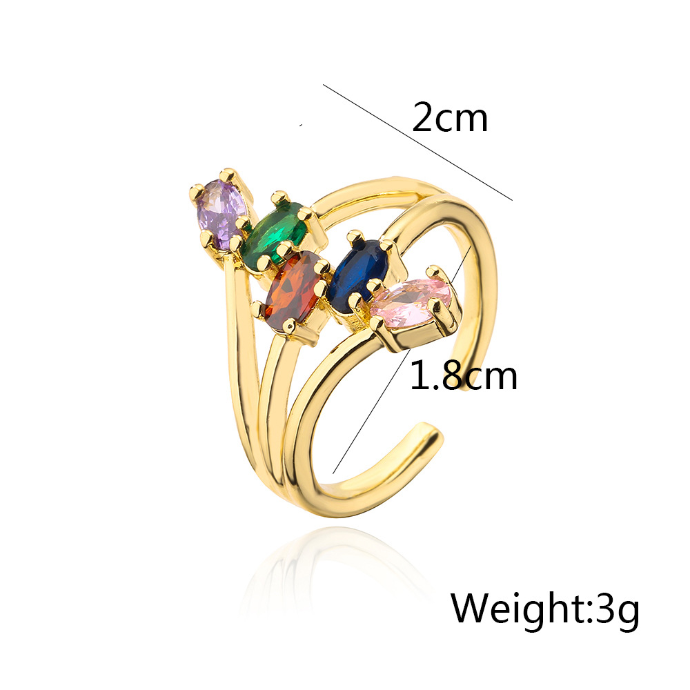 Fashion Flower Copper Plating Zircon Open Ring 1 Piece