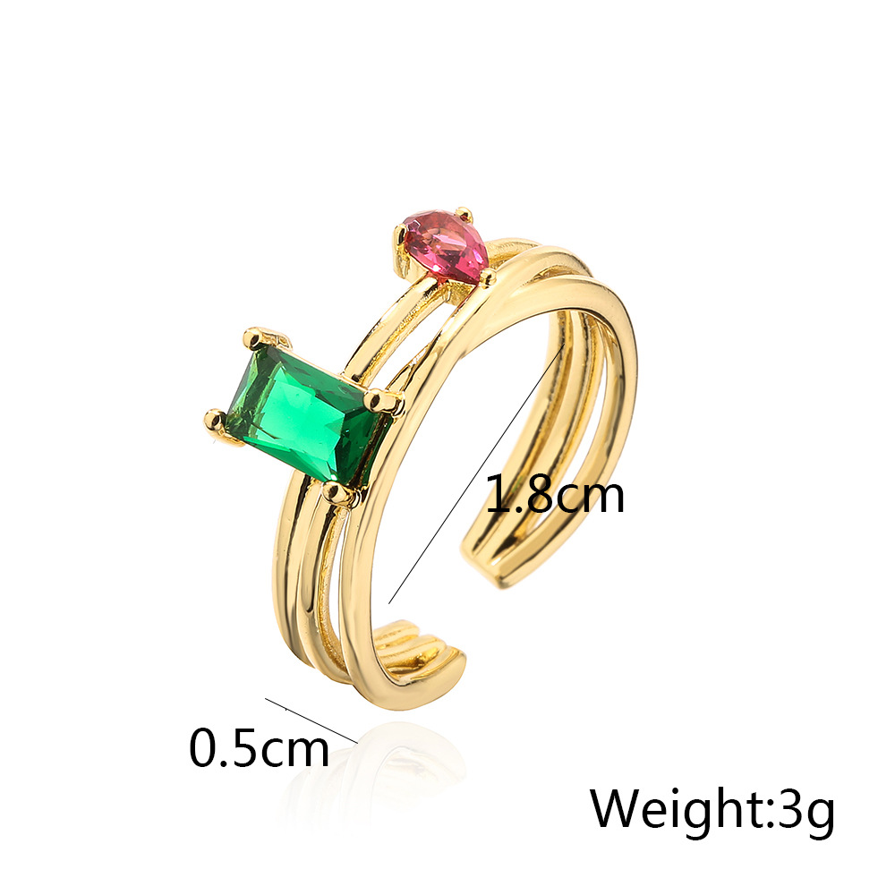 Fashion Flower Copper Plating Zircon Open Ring 1 Piece