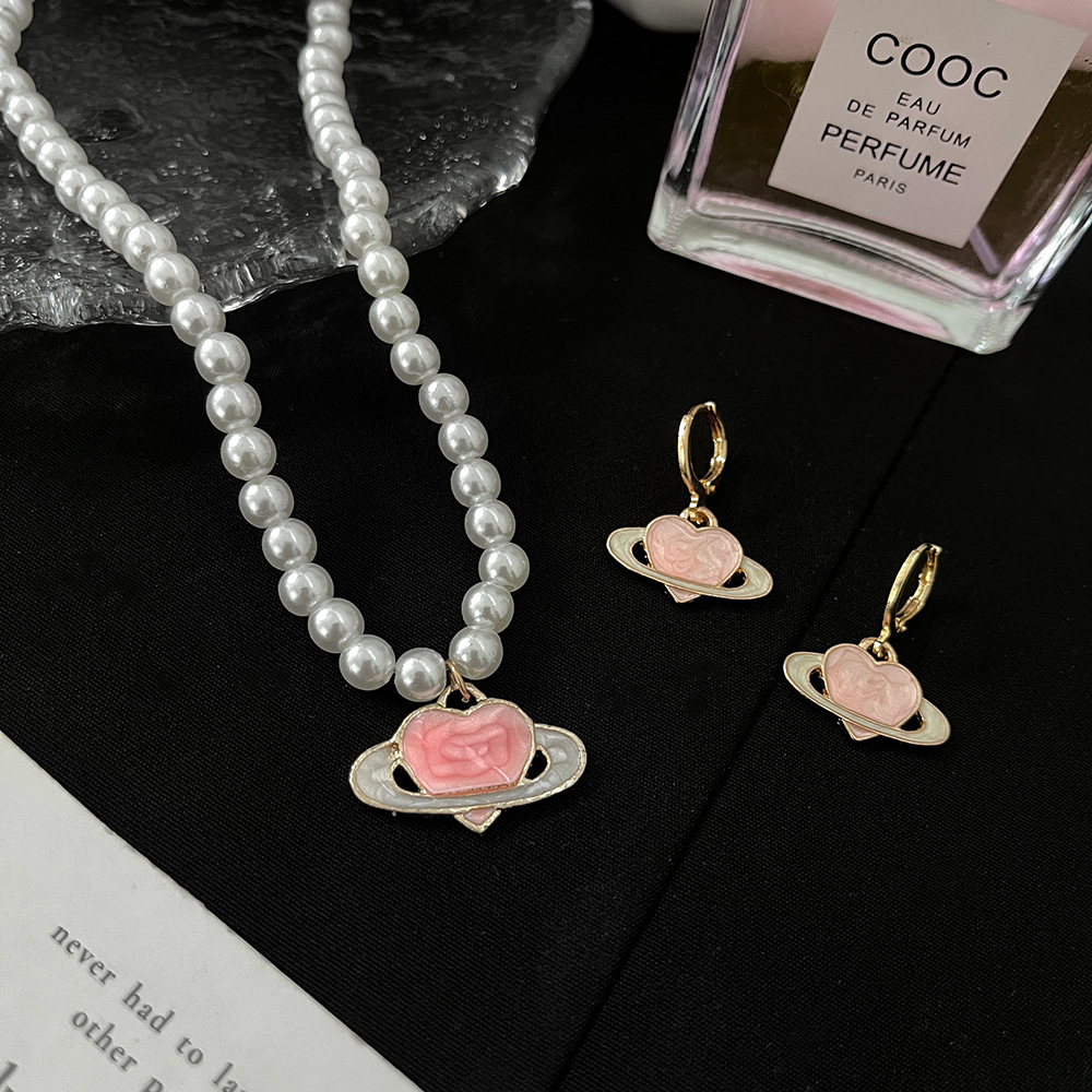 Fashion Heart Shape Imitation Pearl Alloy Womenu0027S Earrings Necklace