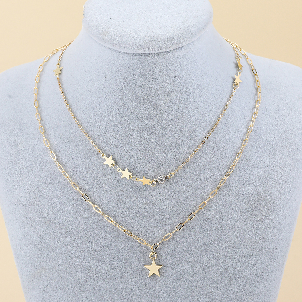 Fashion Star Alloy Inlay Rhinestones Womenu0027S Layered Necklaces 1 Piece