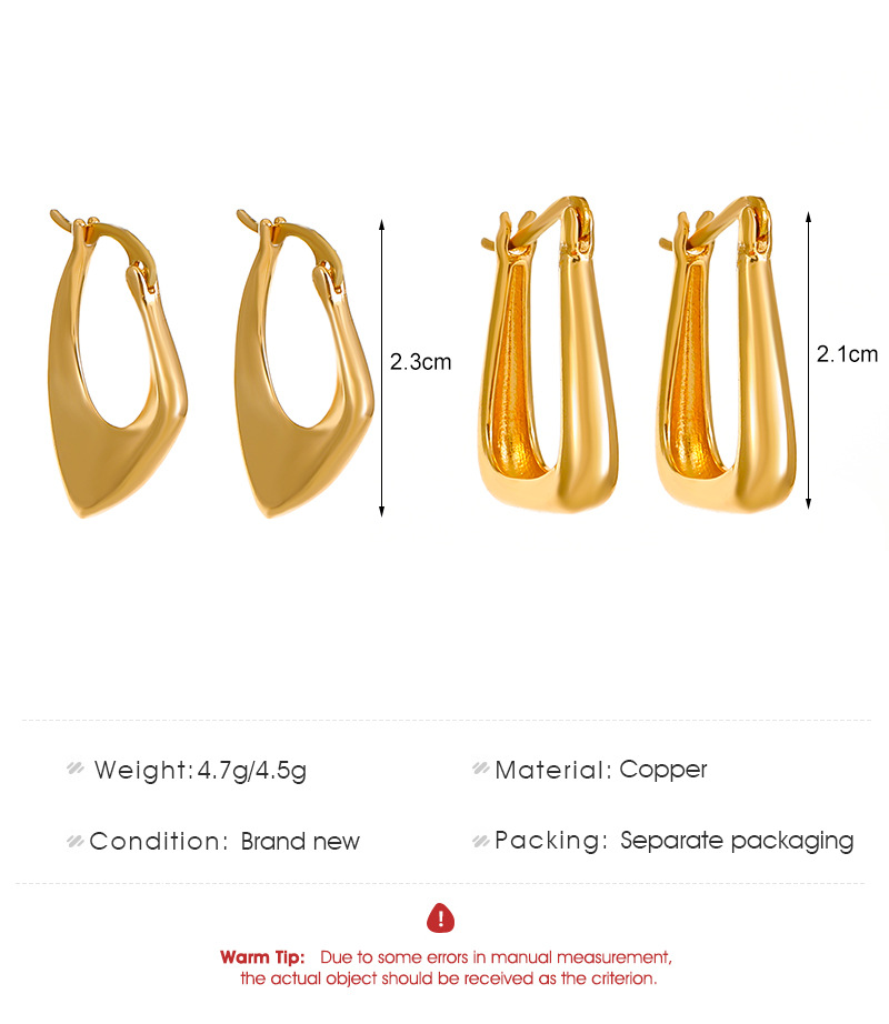 Simple Style Square Copper Earrings 1 Pair
