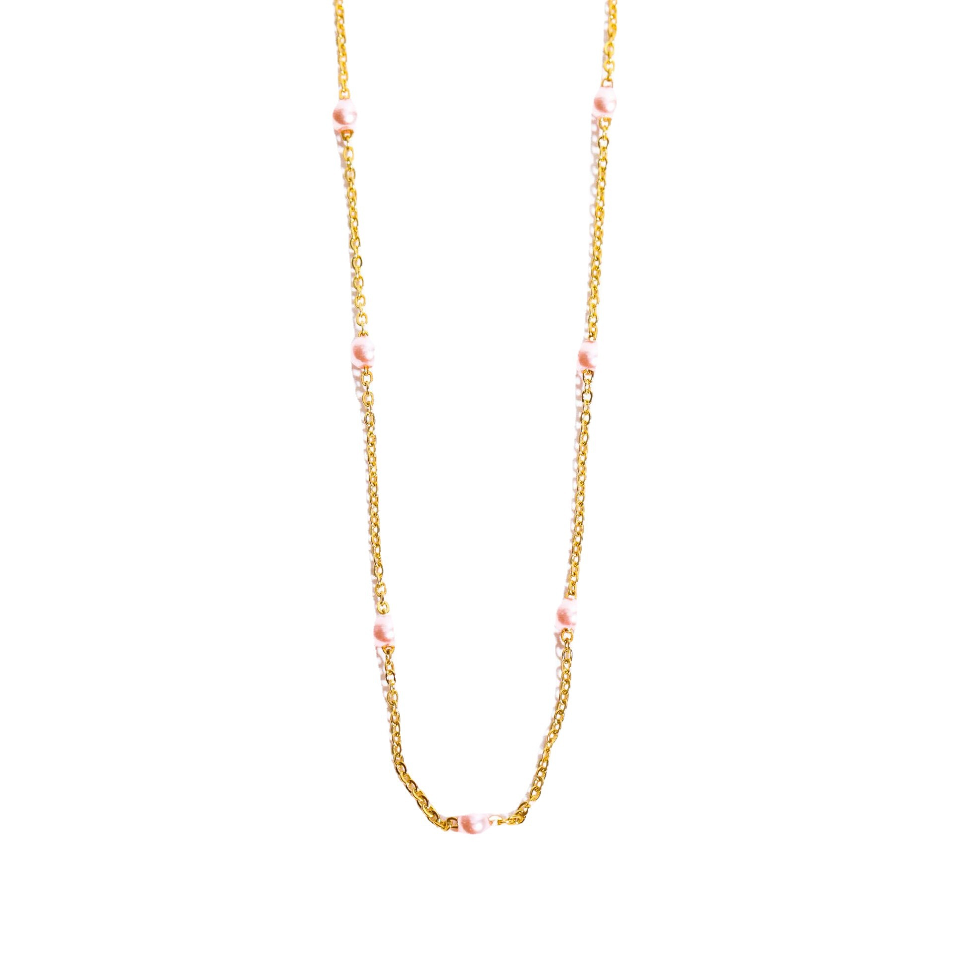 Fashion Round Titanium Steel Patchwork Artificial Pearls Pendant Necklace 1 Piece