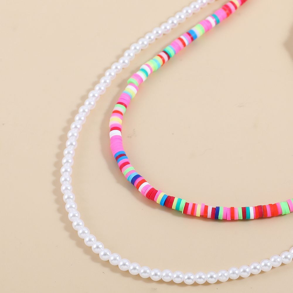 Fashion Round Plastic Beaded Pearl Womenu0027S Layered Necklaces 1 Piece