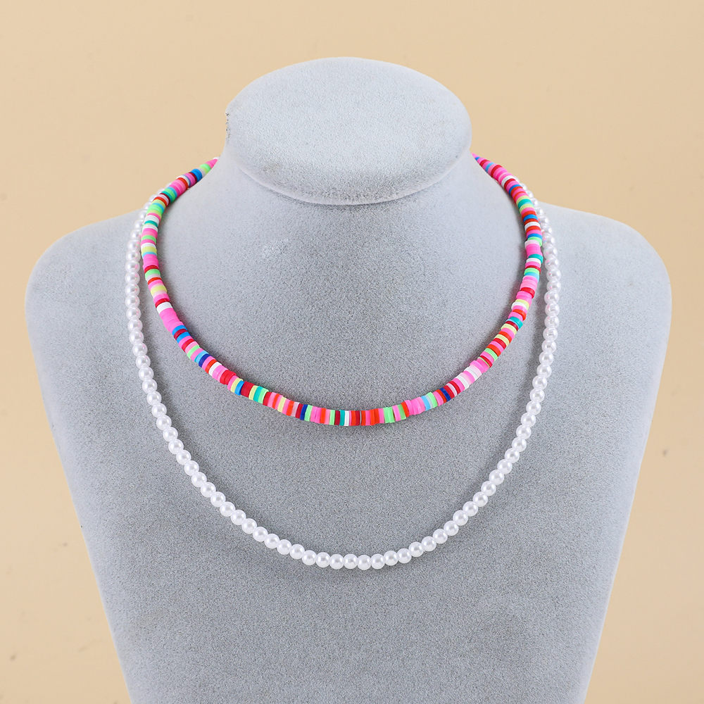 Fashion Round Plastic Beaded Pearl Womenu0027S Layered Necklaces 1 Piece