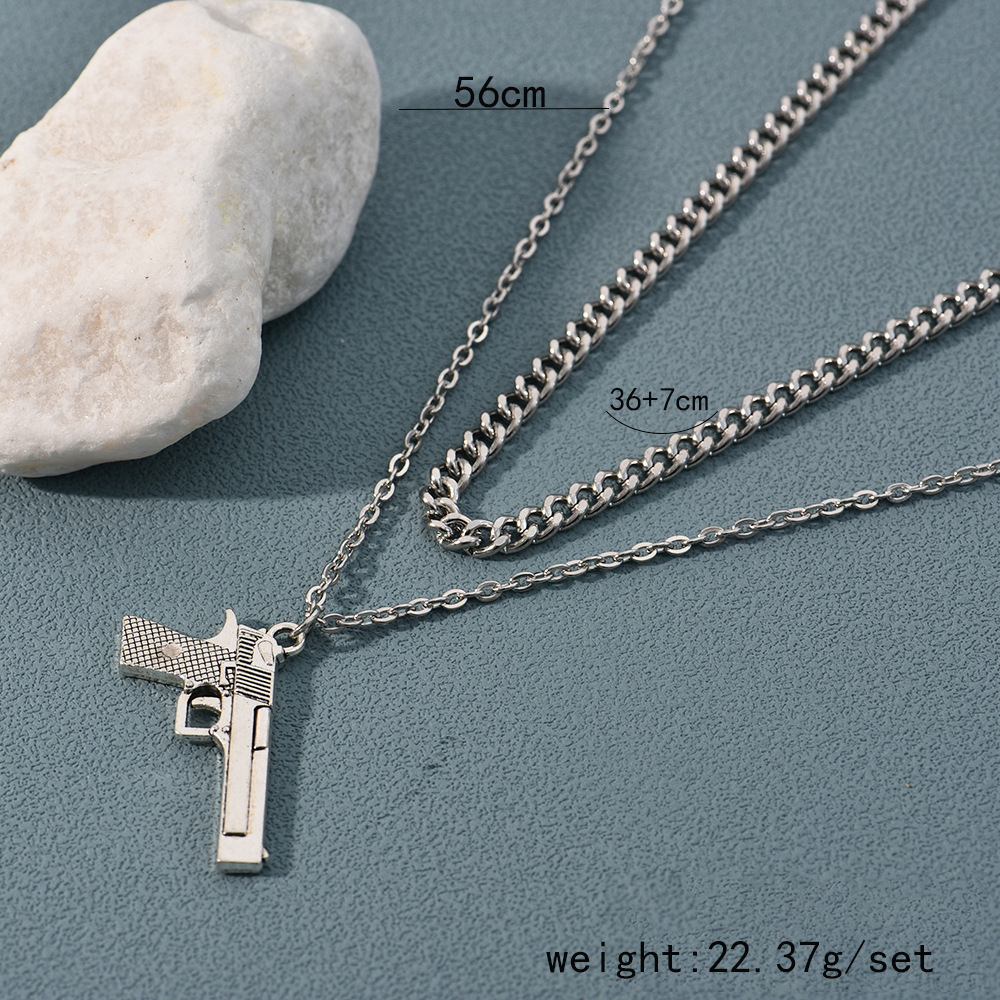 Fashion Pistol Alloy Plating Chain Womenu0027S Layered Necklaces 1 Piece